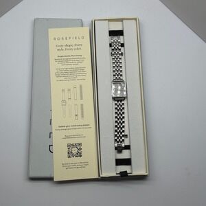 Rosefield Boxy Silver Watch Grey Dial Rectangular Face Stainless Steel QWGR-Q12